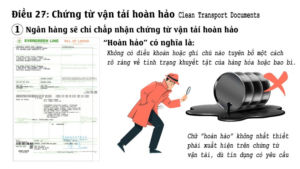 Tài liệu UCP 600 Điều 27 Chứng từ vận tải hoàn hảo